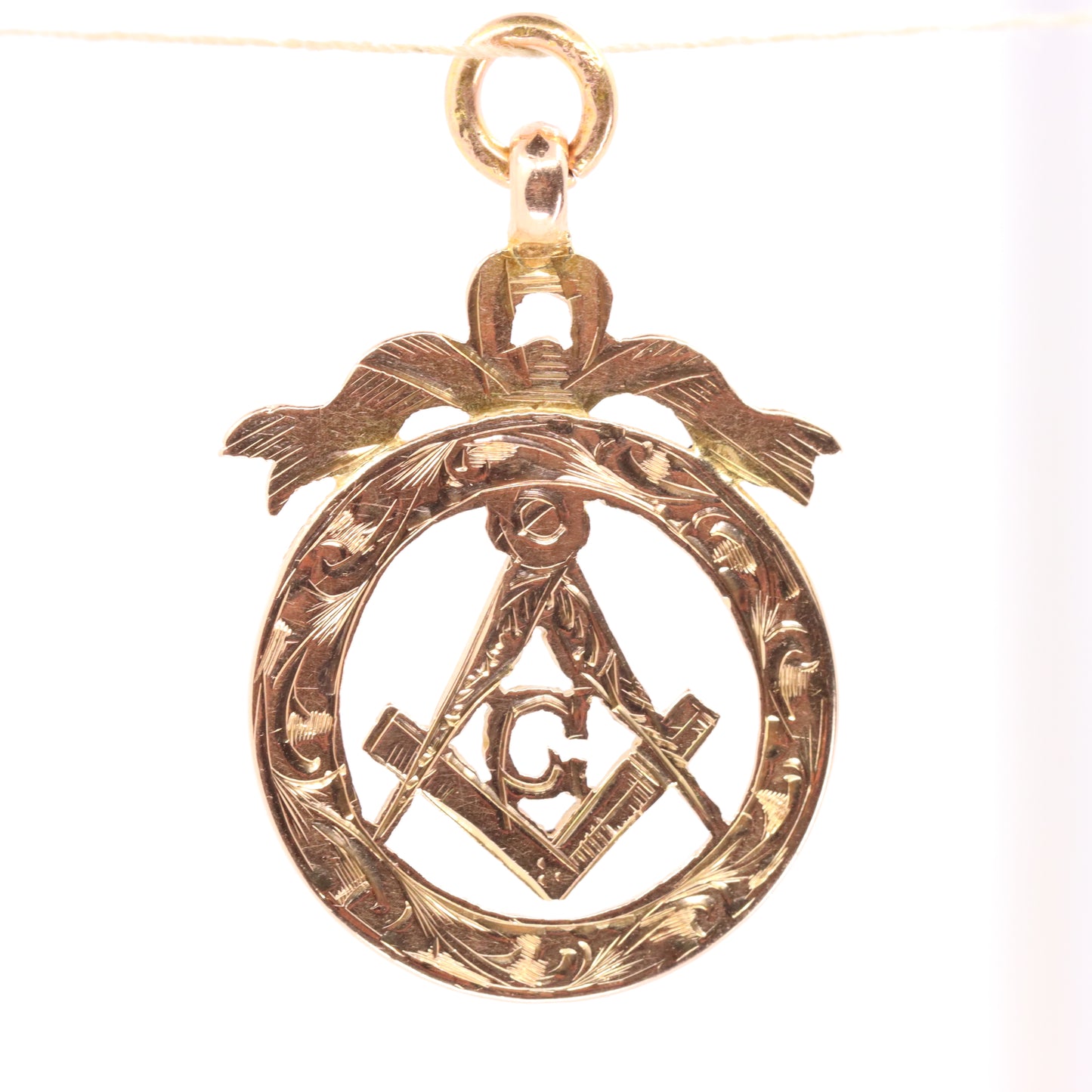 Vintage 9ct Gold Masonic G Pendant Freemason Symbol Member Charm Engraved Detail