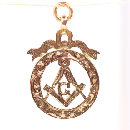 Vintage 9ct Gold Masonic G Pendant Freemason Symbol Member Charm Engraved Detail