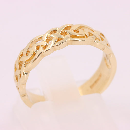 Vintage 9ct Hallmarked Gold Celtic Knot Ring Wedding Band UK Size M 1/2 Boxed