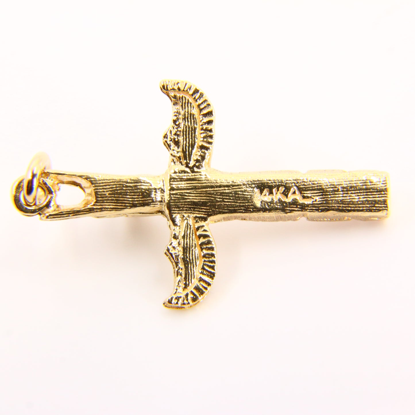 Vintage 14K Gold Totem Pole Charm Yellow Gold Detailed Cross Pendant