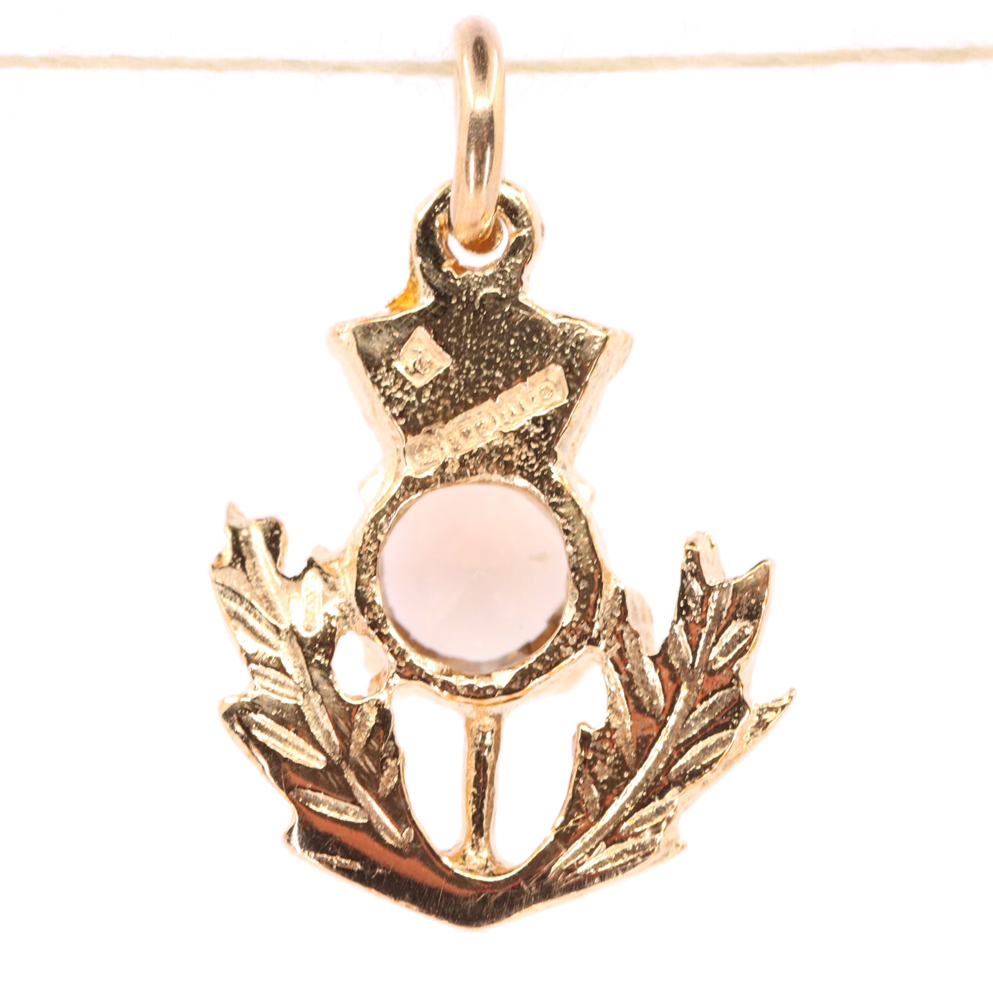 Vintage 9ct Hallmarked Gold Scottish Thistle Pendant Citrine Charm Gift