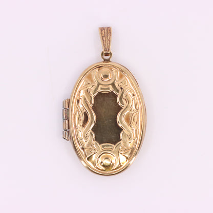 Vintage 9ct Hallmarked Gold Celtic 2 Photo Locket Pendant Yellow Gold Charm