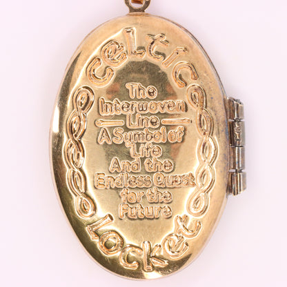 Vintage 9ct Hallmarked Gold Celtic 2 Photo Locket Pendant Yellow Gold Charm