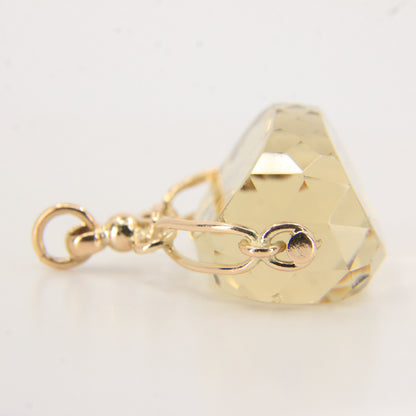 Vintage 9ct Hallmarked Citrine Spinner Pendant Yellow Gold Charm