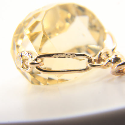 Vintage 9ct Hallmarked Citrine Spinner Pendant Yellow Gold Charm