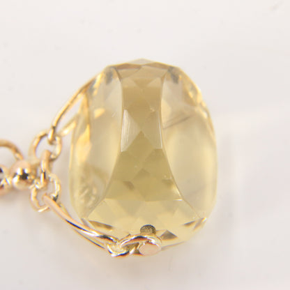Vintage 9ct Hallmarked Citrine Spinner Pendant Yellow Gold Charm