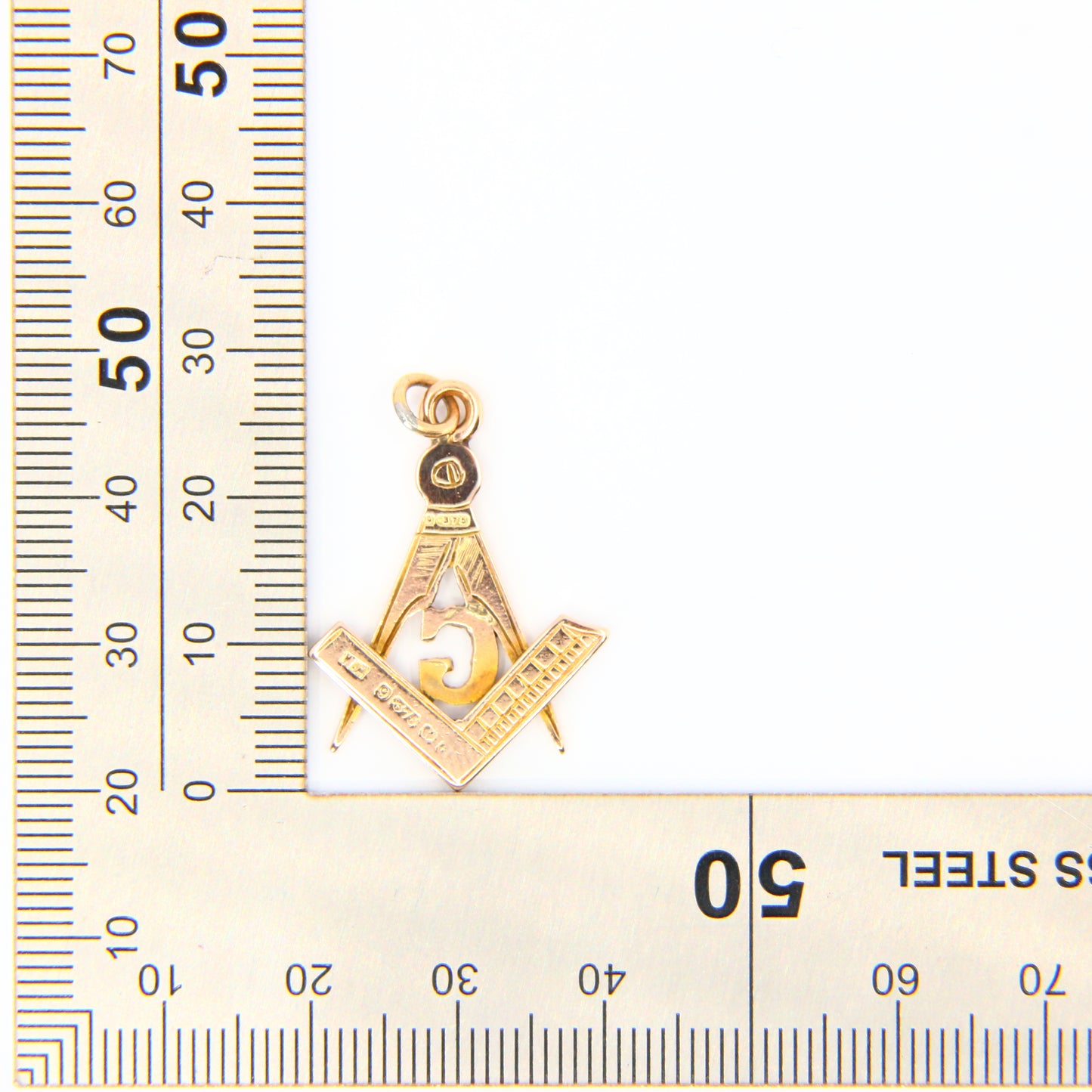 Antique Masonic 9ct Pendant Yellow Gold Hallmarked Charm G Lodge Ruler 1903