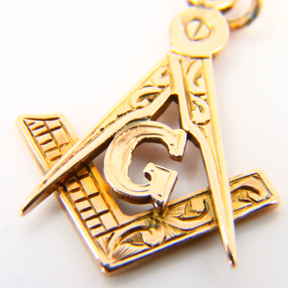 Antique Masonic 9ct Pendant Yellow Gold Hallmarked Charm G Lodge Ruler 1903