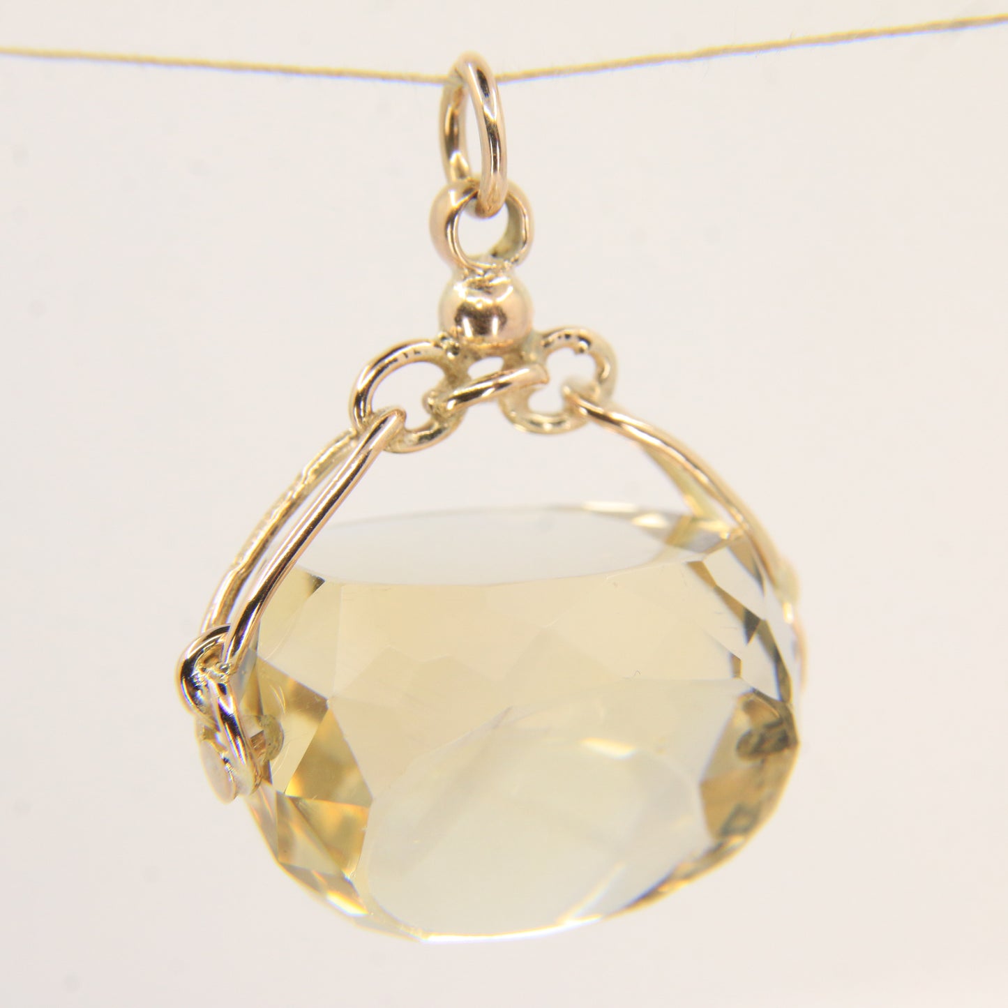 Vintage 9ct Hallmarked Citrine Spinner Pendant Yellow Gold Charm