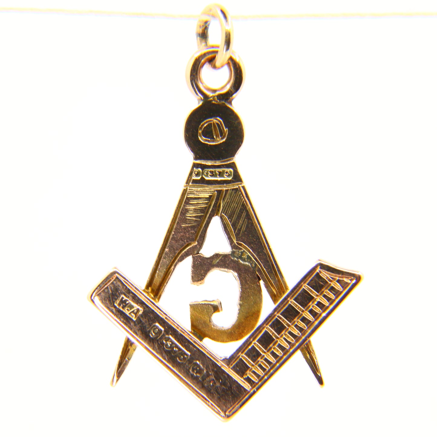 Antique Masonic 9ct Pendant Yellow Gold Hallmarked Charm G Lodge Ruler 1903