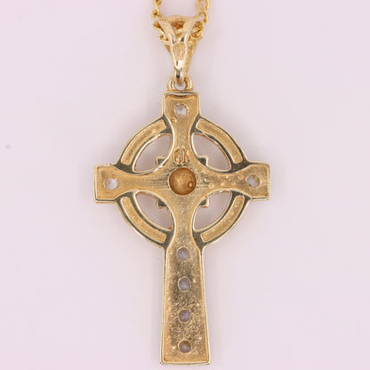 Vintage 9ct Hallmarked Gold Celtic Cross Pendant Necklace 20 Inch Boxed Gift