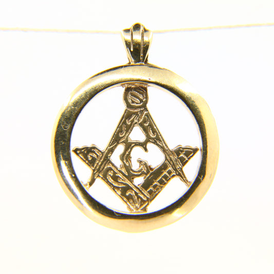 Vintage 9ct Masonic Freemasons Charm Yellow Gold Pendant Circle G Ruler Emblem