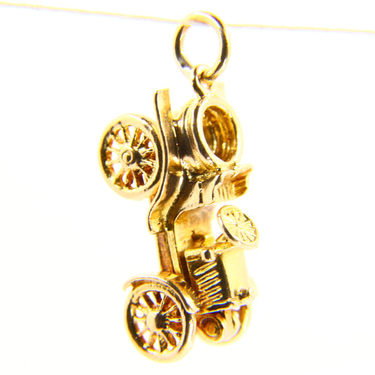 Vintage 9ct Automobile Opening Charm Detailed Yellow Gold Hallmarked Car Pendant