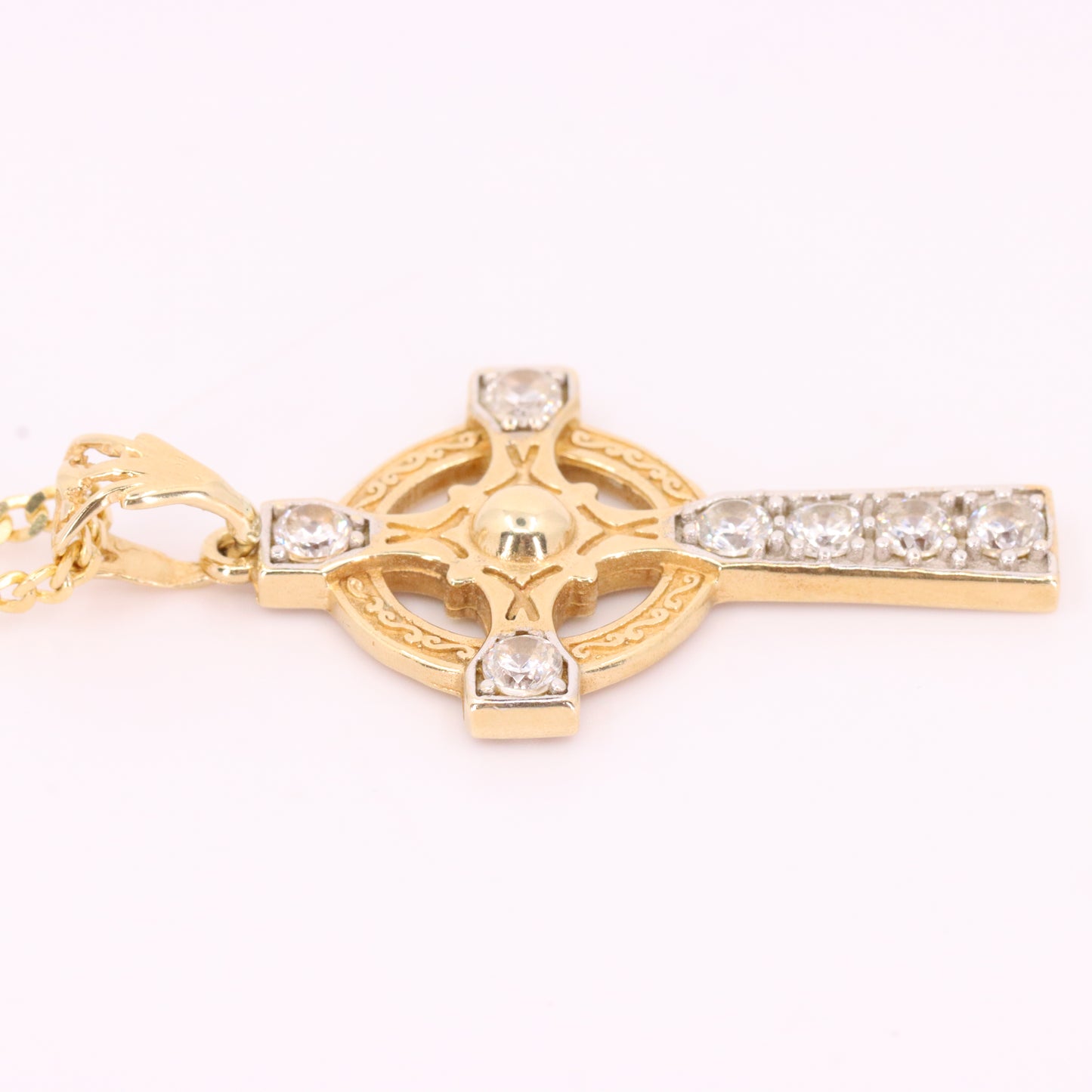 Vintage 9ct Hallmarked Gold Celtic Cross Pendant Necklace 20 Inch Boxed Gift