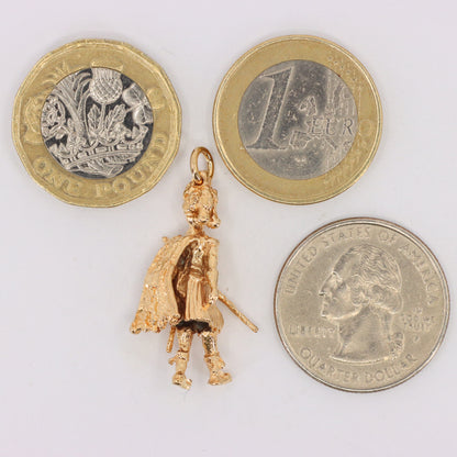Vintage 9ct Hallmarked Edinburgh Gold Scottish Drum Sergeant Charm Pendant Gift