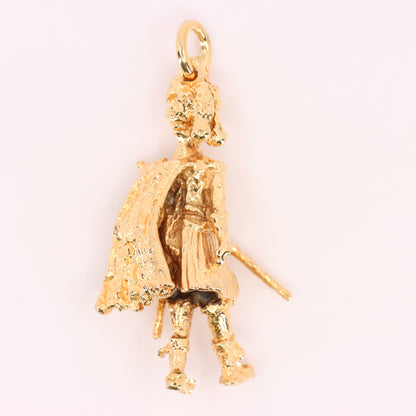 Vintage 9ct Hallmarked Edinburgh Gold Scottish Drum Sergeant Charm Pendant Gift