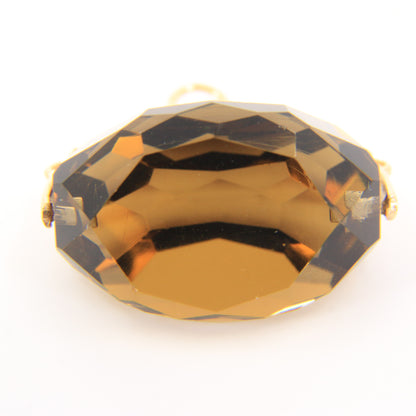 Vintage 9ct Hallmarked Smokey Quartz Spinner Fob Pendant Yellow Gold Charm