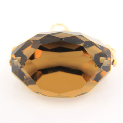 Vintage 9ct Hallmarked Smokey Quartz Spinner Fob Pendant Yellow Gold Charm