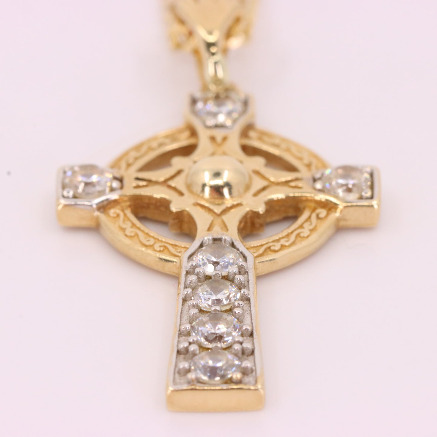 Vintage 9ct Hallmarked Gold Celtic Cross Pendant Necklace 20 Inch Boxed Gift