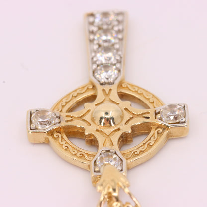 Vintage 9ct Hallmarked Gold Celtic Cross Pendant Necklace 20 Inch Boxed Gift