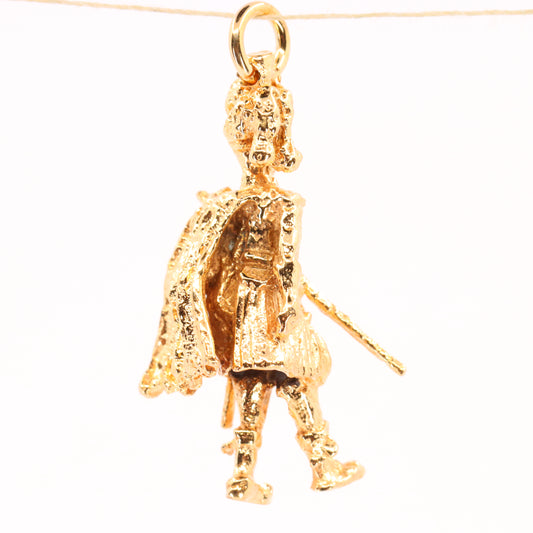 Vintage 9ct Hallmarked Edinburgh Gold Scottish Drum Sergeant Charm Pendant Gift