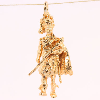 Vintage 9ct Hallmarked Edinburgh Gold Scottish Drum Sergeant Charm Pendant Gift