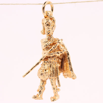 Vintage 9ct Hallmarked Edinburgh Gold Scottish Drum Sergeant Charm Pendant Gift