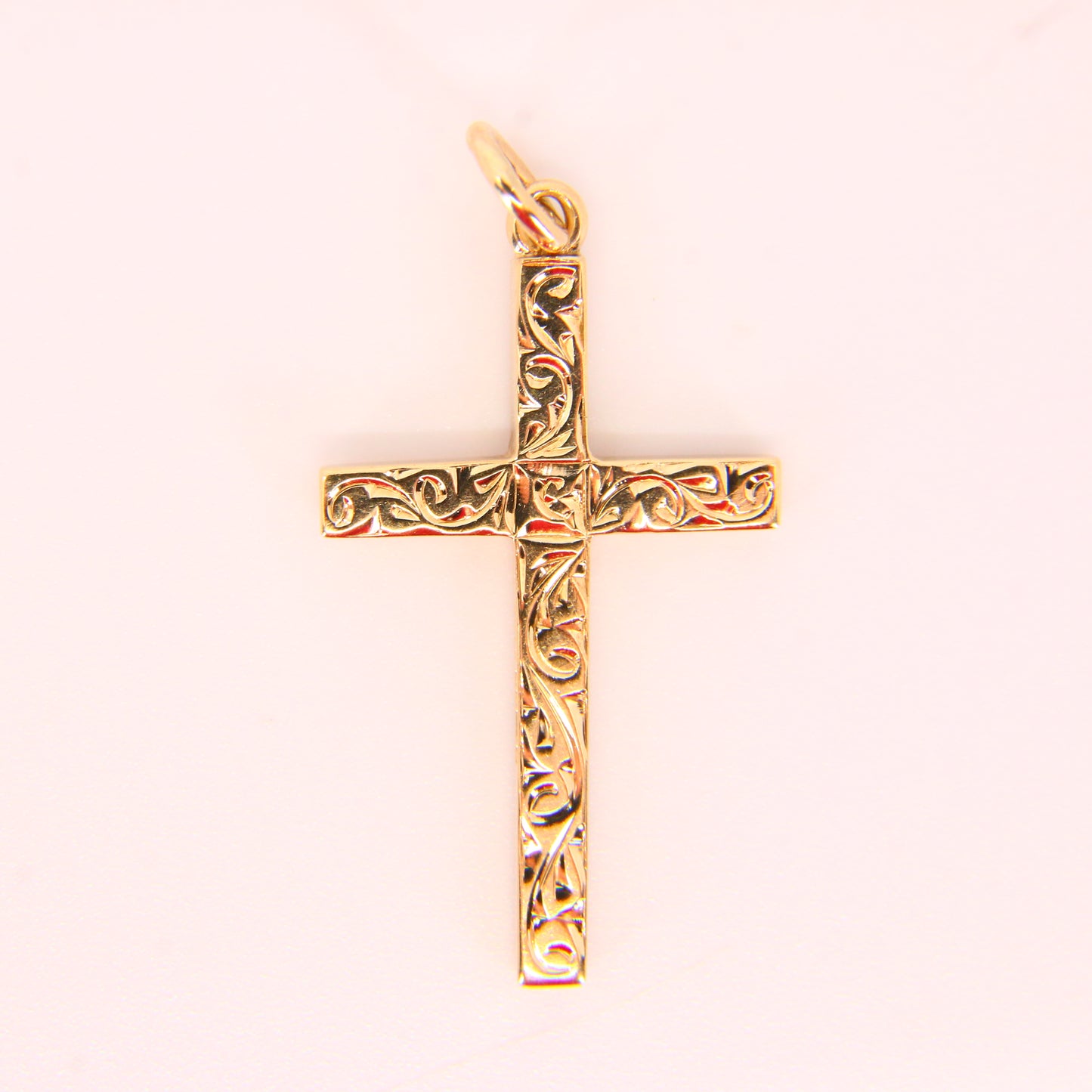 Vintage 9ct Gold Detailed Front Cross Pendant Fully Hallmarked Yellow Gold Charm