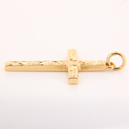 Vintage 9ct Gold Detailed Front Cross Pendant Fully Hallmarked Yellow Gold Charm