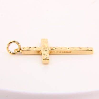 Vintage 9ct Gold Detailed Front Cross Pendant Fully Hallmarked Yellow Gold Charm