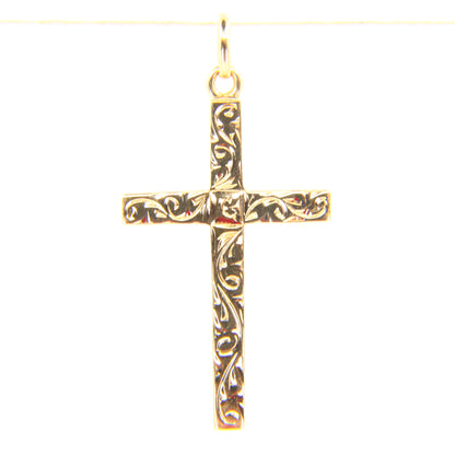 Vintage 9ct Gold Detailed Front Cross Pendant Fully Hallmarked Yellow Gold Charm