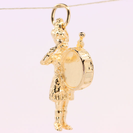 Vintage 9ct Hallmarked Gold Scottish Drum Corps Pendant Bagpipe Band Charm Gift