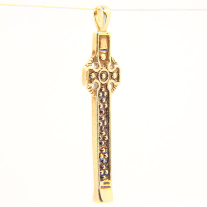 Vintage 9ct Celtic Iona Cross Solid Gold Pendant Hallmarked Charm Traditional Cross Gift