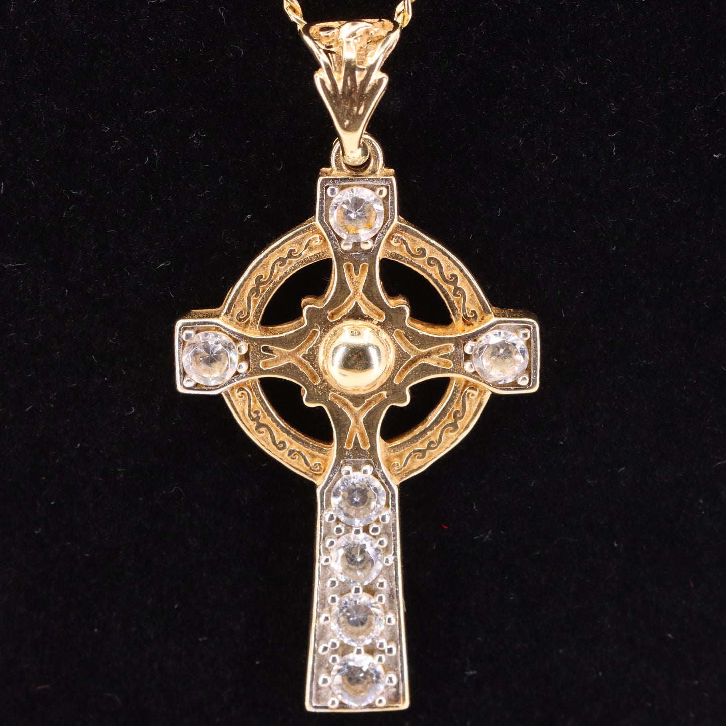 Vintage 9ct Hallmarked Gold Celtic Cross Pendant Necklace 20 Inch Boxed Gift