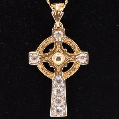 Vintage 9ct Hallmarked Gold Celtic Cross Pendant Necklace 20 Inch Boxed Gift