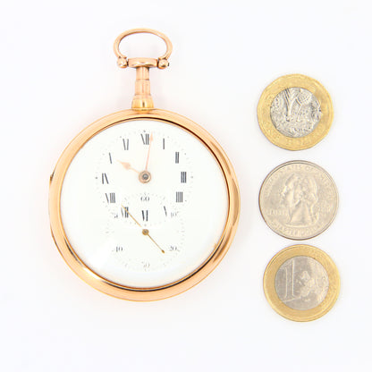 Antique 18ct Yellow Gold Pair Case Pocket Watch London 1806 Doctors Timepiece Stop Lever