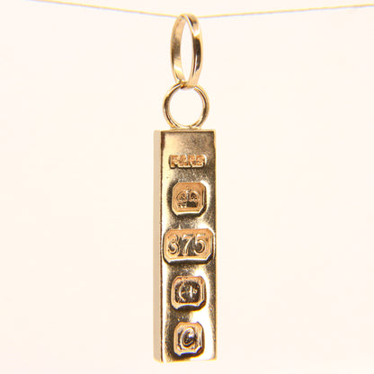 Vintage 9ct Gold Ingot Pendant Hallmarked Birmingham 1977 Yellow Gold Charm Gift