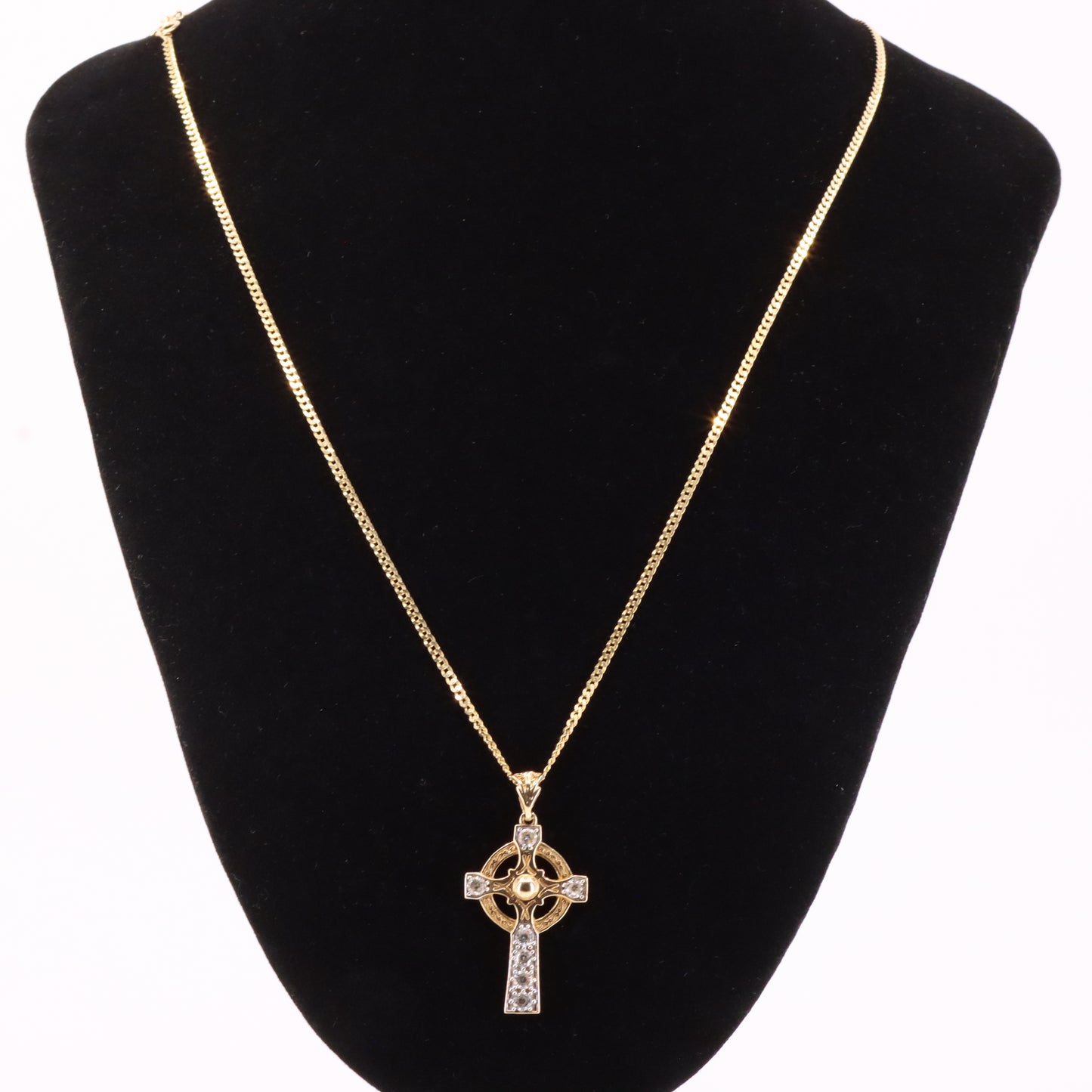 Vintage 9ct Hallmarked Gold Celtic Cross Pendant Necklace 20 Inch Boxed Gift