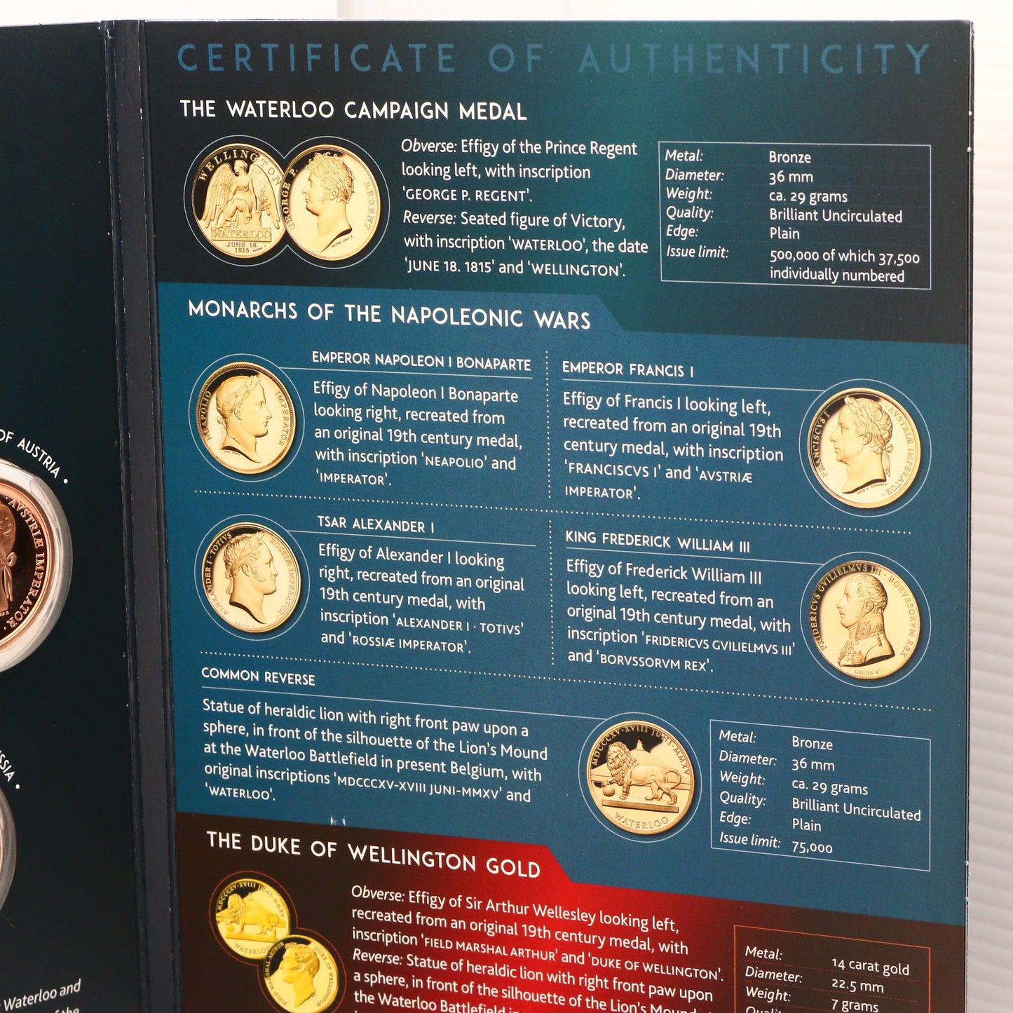 Waterloo 200 Year Anniversary The Battle Of Waterloo 1815-2015 COMPLETE COIN SET