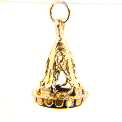 Vintage 9ct Onyx Stone Drop Fob Charm 9 Carat Yellow Gold Hallmarked Pendant