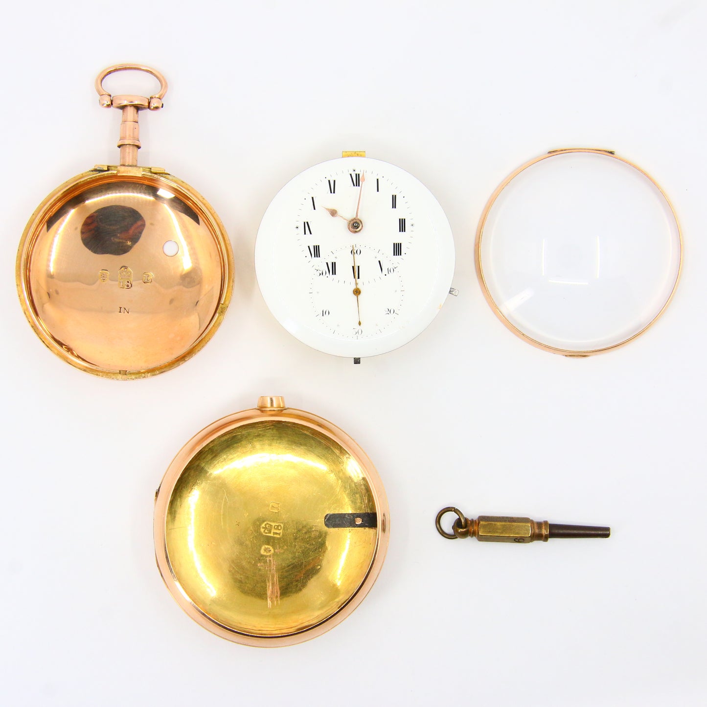 Antique 18ct Yellow Gold Pair Case Pocket Watch London 1806 Doctors Timepiece Stop Lever