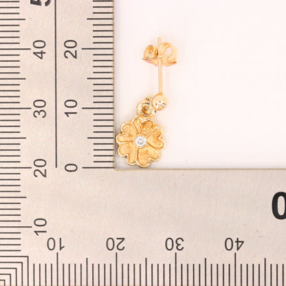 Vintage 9ct Hallmarked Yellow Gold Daisy Flower Drop Stud Earrings Boxed Gift