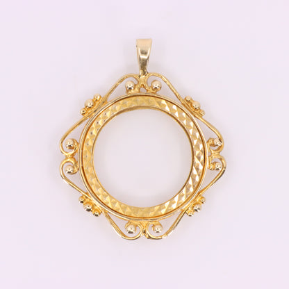 Vintage 9ct Hallmarked Gold Full Sovereign Coin Mount Pendant Display Frame