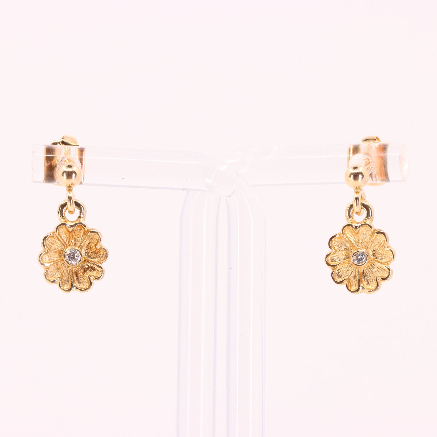 Vintage 9ct Hallmarked Yellow Gold Daisy Flower Drop Stud Earrings Boxed Gift