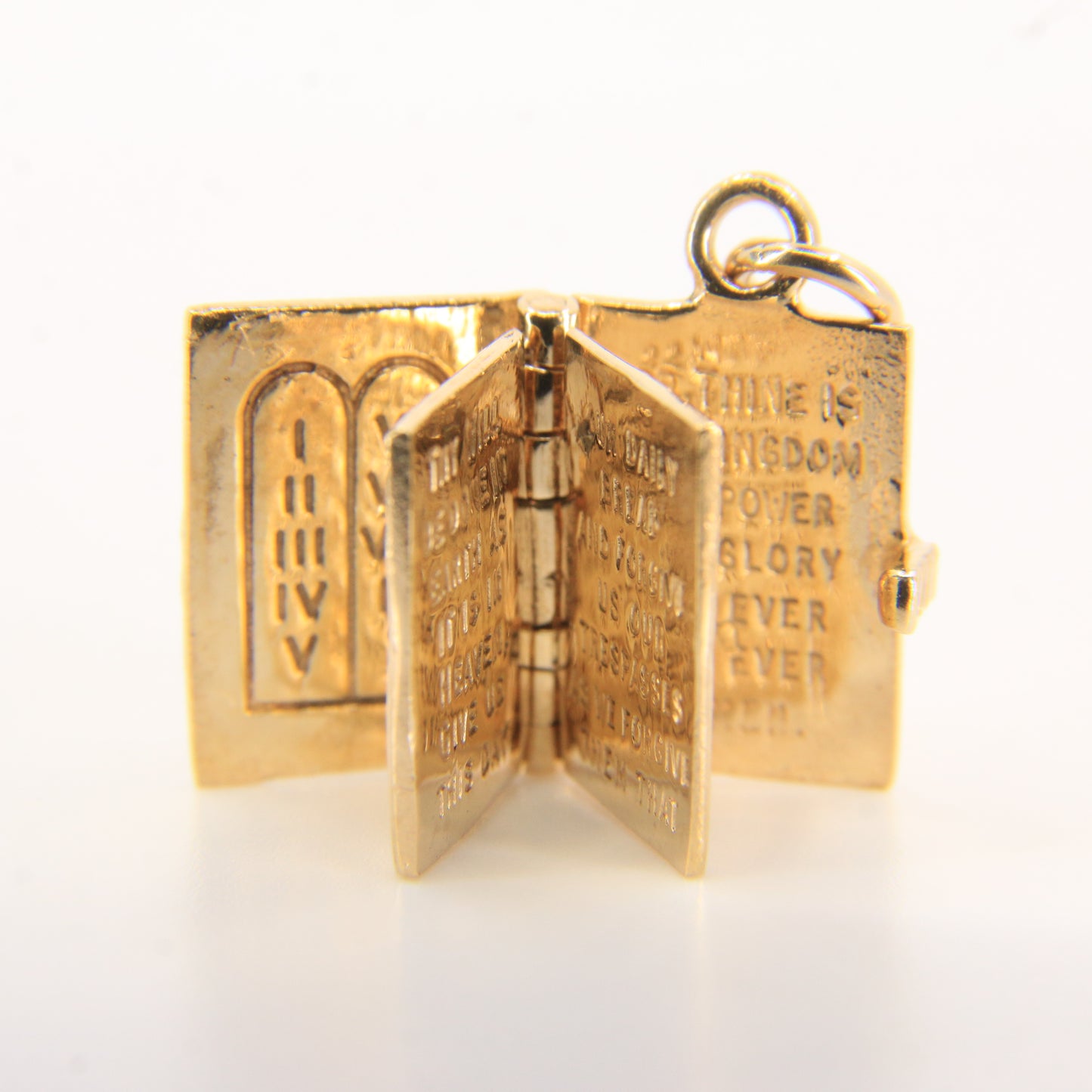 Vintage 9ct Solid Gold Opening Bible Charm Pendant with Pages