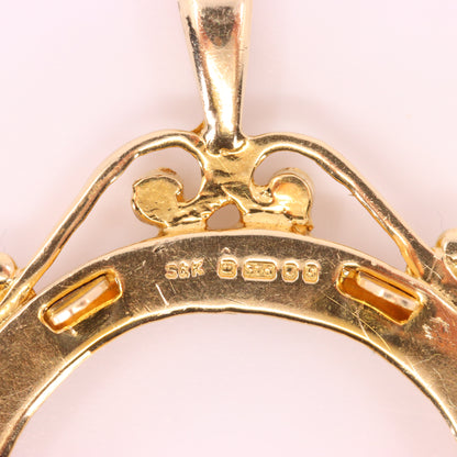 Vintage 9ct Hallmarked Gold Full Sovereign Coin Mount Pendant Display Frame