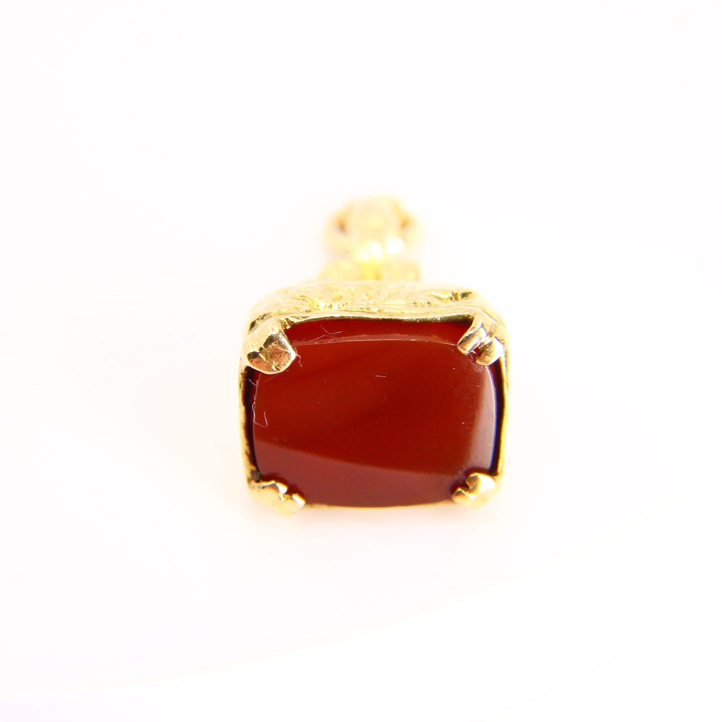 Vintage 9ct Carnelian Drop Fob Charm 9 Carat Yellow Gold Hallmarked Pendant