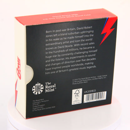 2020 Royal Mint Silver Proof David Bowie One Ounce Coin 1oz - Music Legends - Royal Mint Boxed Gift