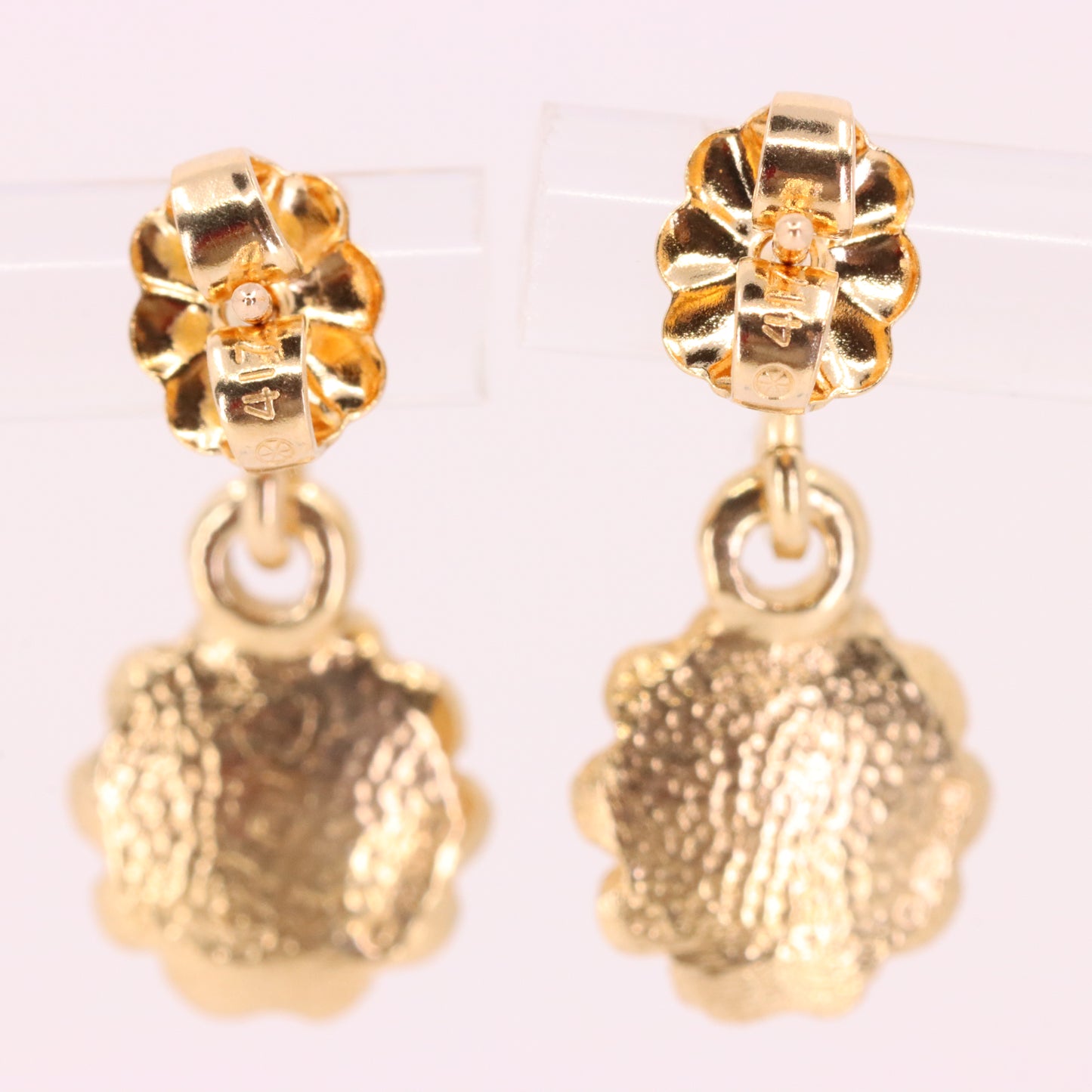 Vintage 9ct Hallmarked Yellow Gold Daisy Flower Drop Stud Earrings Boxed Gift