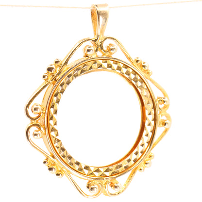 Vintage 9ct Hallmarked Gold Full Sovereign Coin Mount Pendant Display Frame